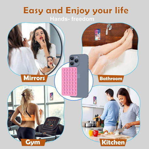 CMZZ Double Sided Silicone Suction Phone Holder Mount, Silicon Accessory for iPhone and Android, Hands-Free Mirror
