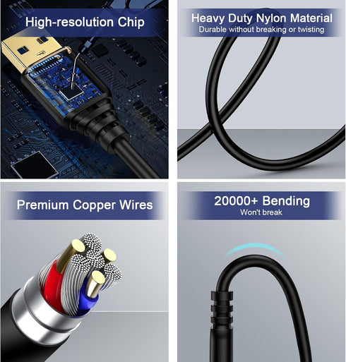 CIQILY 10FT,USB 3.0 USB A to USB A Cable to USB Cable,USB A Male to Male Cable Double End USB Cord Compatible for Hard