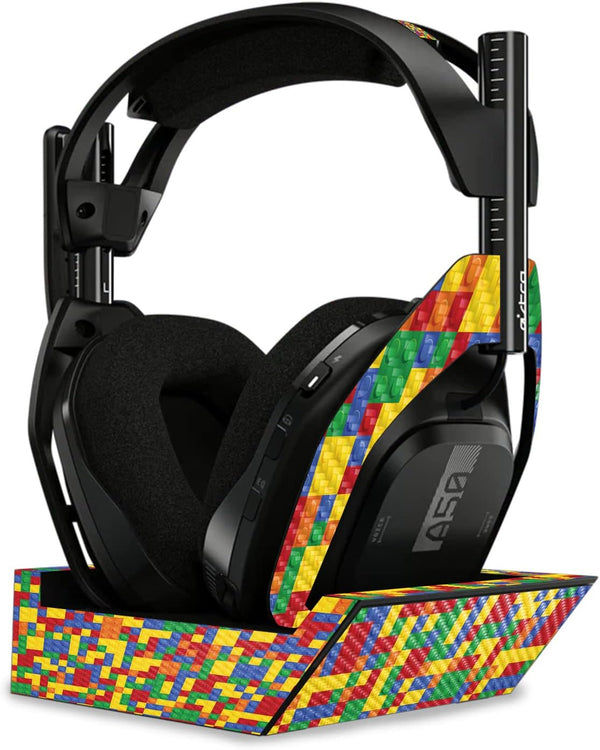 MightySkins Carbon Fiber Skin for Astro A50 Wireless Headphones + Base Station (Gen 4) - Brick By Brick, Protective,