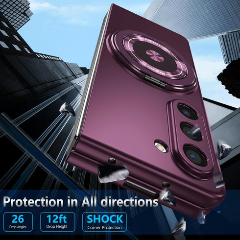 Magnetic Case for Galaxy Z Fold 5 5G, Lightweight Slim Fit Drop Protection Rugged Shockproof Cover - Wine Red