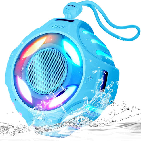 comiso Shower Bluetooth Speaker, IP67 Waterproof Speaker with LED Light, Portable Speakers with