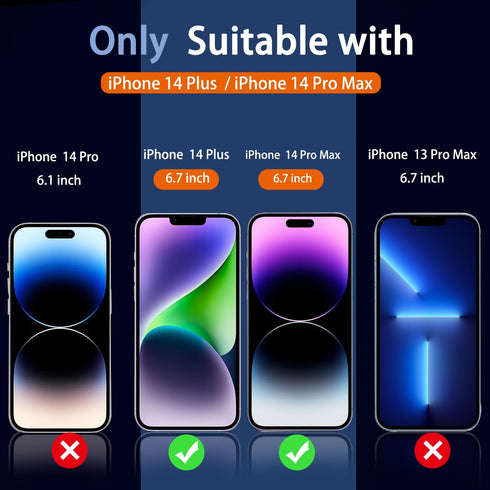Ferilinso 3 Pack Screen Protector for iPhone 14 Plus iPhone 14 Pro Max with 2 Pack Tempered Glass Camera Lens Protector Phone Case FrienDly Accessories Protector de Pantalla for Apple 14 Plus Pro Max
