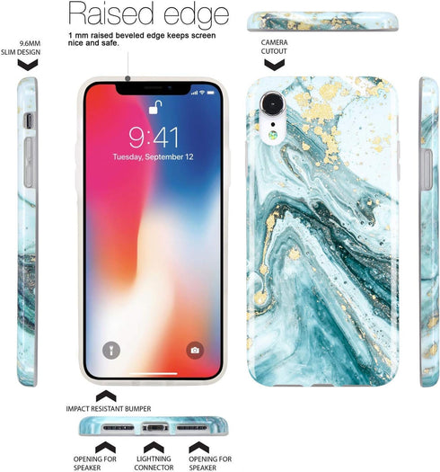 Compatible with XR Case - JIAXIUFEN Gold Sparkle Glitter Marble Slim Shockproof Flexible Bumper TPU Cover for XR