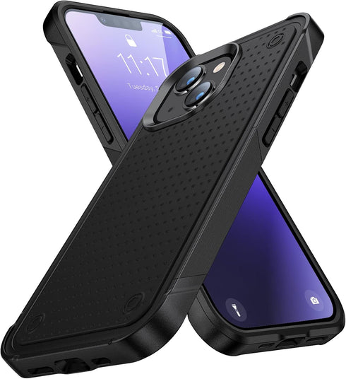 iPhone 14 Case, 2 in 1 Gift Military Grade Drop Protective Rugged Cover for iPhone 14 & 13, Black