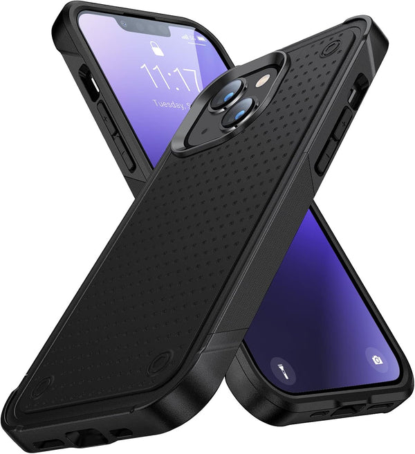 iPhone 14 Case, 2 in 1 Gift Military Grade Drop Protective Rugged Cover for iPhone 14 & 13, Black