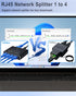 Ethernet Splitter 1 to 4, 1000Mbps High Speed Ethernet Cable Splitter with LAN Cable for 4 Devices