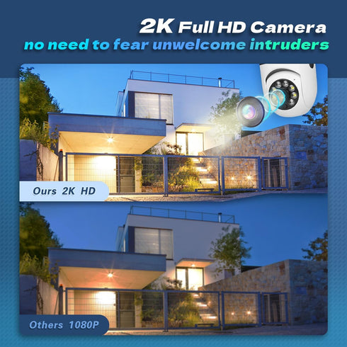 MCJ 2K / 3MP Light Bulb Security Camera - 5G & 2.4G WiFi Wireless Indoor Outdoor 360 Camera with Color Night Vision