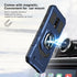 BLU View 4 Phone Case with Tempered Glass Screen Protector, Navy Military Grade Heavy Duty Shockproof with Ring