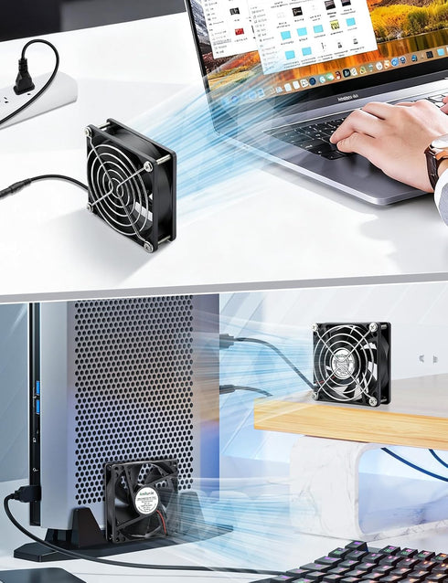 80mm 12v 110v 220v dc Small Computer Fan with AC Plug Variable Speed Dual Ball Bearing for Cooling Laptop Electronics