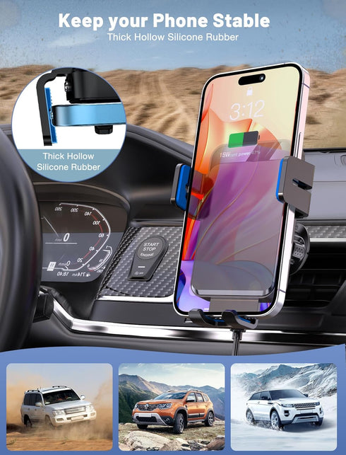 Wireless Car Charger, MOKPR Auto-Clamping 15W/10W/7.5W Fast Charging Air Vent Mount for iPhone 15/14/13/12/11
