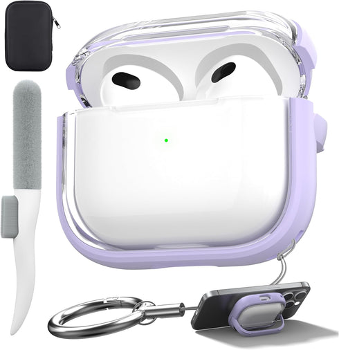 Valkit Compatible Airpods 3rd Generation Case Clear, Airpods 3 Case Cover with Lock & Cleaner Kit, Soft Shockproof
