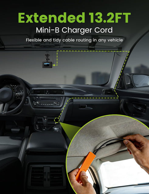V1V1P -13FT/4M Anina Mini USB Mini-B Dash Cam Power Cord Left Angle Charging Cable Dash Camera Car Charger for Rexing