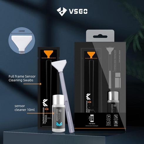 VSGO VS-S03E Full Frame Camera Cleaning Kit, 12pcs Sensor Cleaning Swab and 10ml Cleaner for Sony Nikon Canon FF CCD