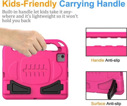 BMOUO Kids Case for iPad Air 5th/4th Generation 2022/2020, Shockproof Handle Stand with Built-in Screen Protector