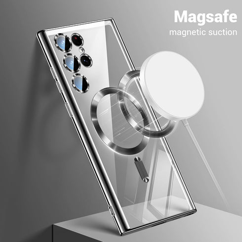Samsung Galaxy S24 Ultra Case, Magnetic Cover for 6.8 Inch, Glossy Slim Thin Compatible with MagSafe, Black