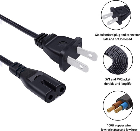 8ft Power Cord Replacement for Samsung UN40 UN43 UN48 UN49 UN50 UN55 UN60 UN65 UN70 UN75 UN78 Series