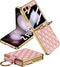 Miimall Leather Case with Ring for Samsung Z Flip 5 5G, Pink, Back Screen Protector + Metal Ring Holder Kickstand