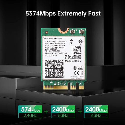 EDUP WiFi 6E Wireless Card, Intel AX210 NGW Bluetooth 5.3, 5400Mbps Tri-Band Network Adapter for Laptop, Support