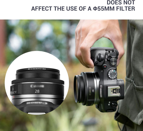 Metal Lens Hood for Canon RF 28mm f/2.8 STM Lens on Canon EOS R50 R100, Replaces Canon EW-55, Compatible with 55mm