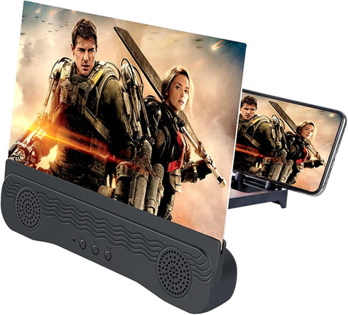 12 Inch Phone Screen Magnifier with Bluetooth Speaker, Foldable Phone Holder for All Smartphones