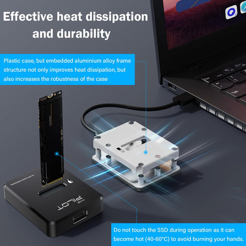 M.2 NVMe & SATA to USB C Docking Station - Adapter for M.2 SSDs, Size 2280 2260 2242 2230