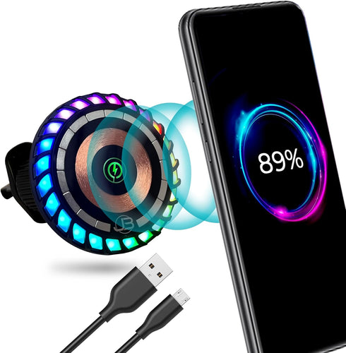 MagSafe Magnetic Phone Mount Wireless Charger | Music Reactive Lights - Car Cell Phone Holder for iPhone 15-12