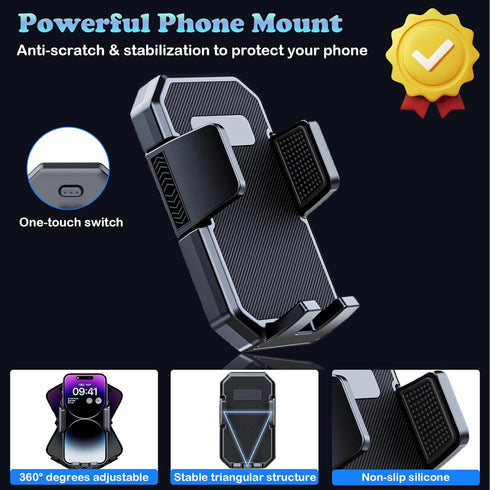 2024 Upgraded 2 in 1 Car Cup Holder Expander with Adjustable Base Long Gooseneck 360° Rotation Phone Holder