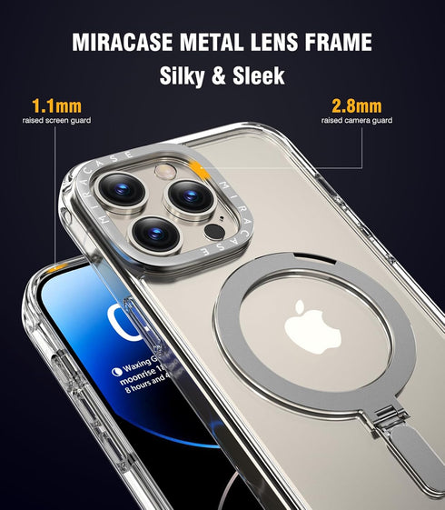 Miracase Designed for iPhone 15 Pro Case - Clear Glitter, Compatible with MagSafe, Magnetic Ring Holder, Shockproof
