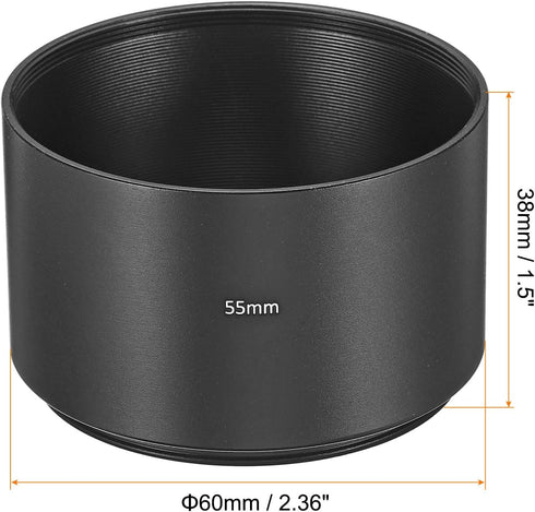 PATIKIL 55mm Lens Hood, Long Focus Frosted Surface Anti-reflective Inside Hood with Cleaning Cloth for Camera Lens, Black for Nikon, for Fujifilm, for Pentax, for Leica