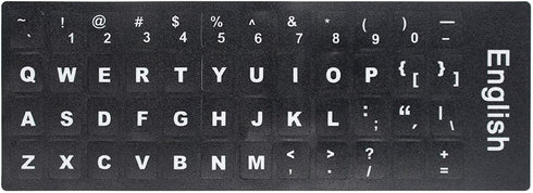 YYubao 2 PCS English Keyboard Stickers with Non-Transparent Black Background & White Letters
