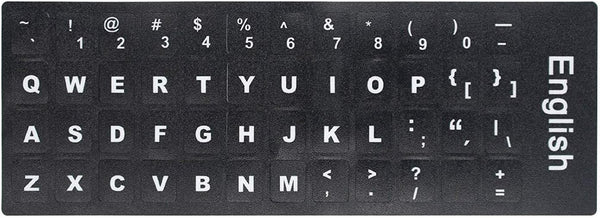 YYubao 2 PCS English Keyboard Stickers with Non-Transparent Black Background & White Letters