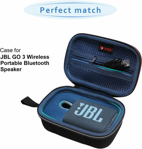 XANAD Blue Case for JBL Go3 / Go 3 Eco Portable Wireless Bluetooth Speaker - Travel Protective Carrying Storage Case Bag