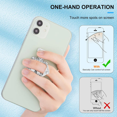 Bling Glitter Sparkly Phone Finger Rings Holder - Cute Pop Ring Stand for iPhone Case, Silver Gold Pink
