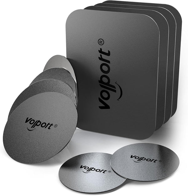 volport Metal Plate for Phone Magnet, 10 Pack MagicPlate with 3M Adhesive for Magnetic Phone Mounts