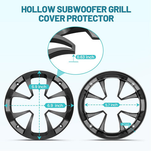 NuIth 6.5 Inch Hollow Subwoofer Grill, 6 1/2 Inch Universal Speaker Cover Protector with Screws for Car Audio