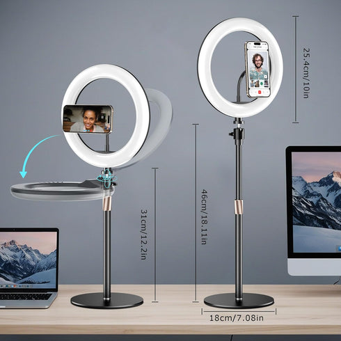 Wowcati 10" Desk Ring Light with Magnetic Phone Stand for Zoom Meetings, Ring Lights for Video Recording, Laptop Light