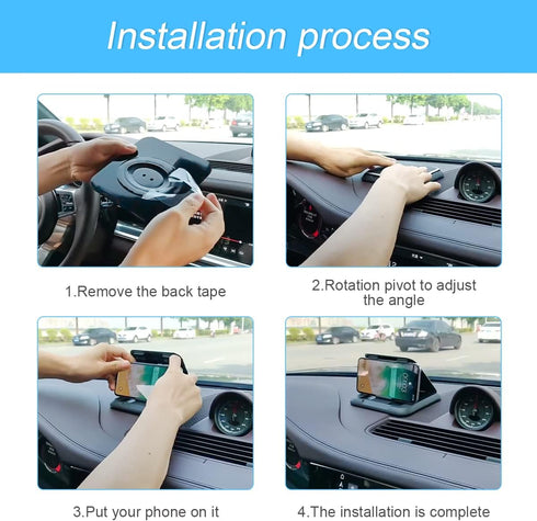 Car Phone Holder Mount, Silicone Carbon Fiber Pattern for Automotive Dashboard, Universal for iPhone Pro Max SE XS XR