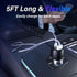 66W High-Speed Car Charger, 5-Port Fast Charging Hub with PD & QC3.0, Universal Compatibility for iPhone, Samsung, Pixel