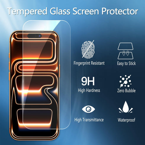 Yutonsu 2 Pack 17 6.9 Inch, 9H Tempered Glass Screen Protector for iPhone Pro Max Hardness, Anti Scratch, Bubble Free