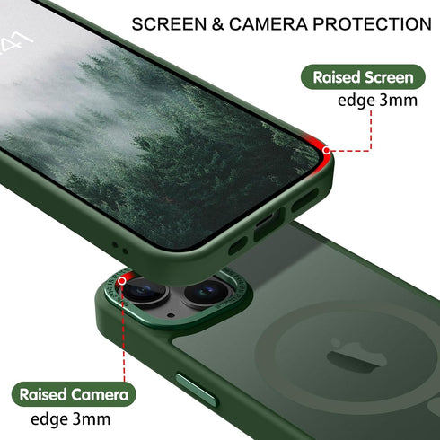BENTOBEN iPhone 14 Plus Case, Dark Green Slim Shockproof Magnetic Cover, Compatible with MagSafe, 6.7" Protective Case.