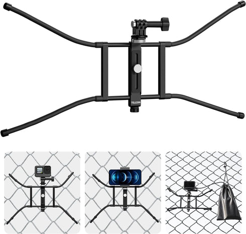 TELESIN Mevo Start Camera Fence Phone Mount, Chain Link Video Recording Accessories, Backstop Lynkspyder Clamp for