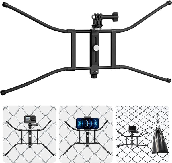 TELESIN Mevo Start Camera Fence Phone Mount, Chain Link Video Recording Accessories, Backstop Lynkspyder Clamp for