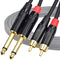 RCA to 1/4 TS Cable, Dual 1/4 Mono to Dual RCA, Copper Shielded, Gold-Plated, 6.6FT Audio Cord