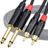 RCA to 1/4 TS Cable, Dual 1/4 Mono to Dual RCA, Copper Shielded, Gold-Plated, 6.6FT Audio Cord
