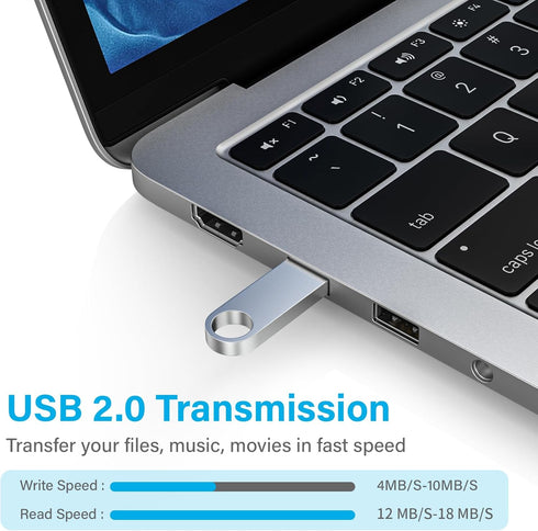 ABLAZE 8GB Flash Drive 5 Pack - Metal USB 2.0 Thumb Drives with Keychains, Sliver Pendrive