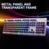 Typewriter Style Gaming Keyboard with Metal Panel, Rainbow LED Backlit, Round Keys, Light Up USB Wired Retro 104 Keys