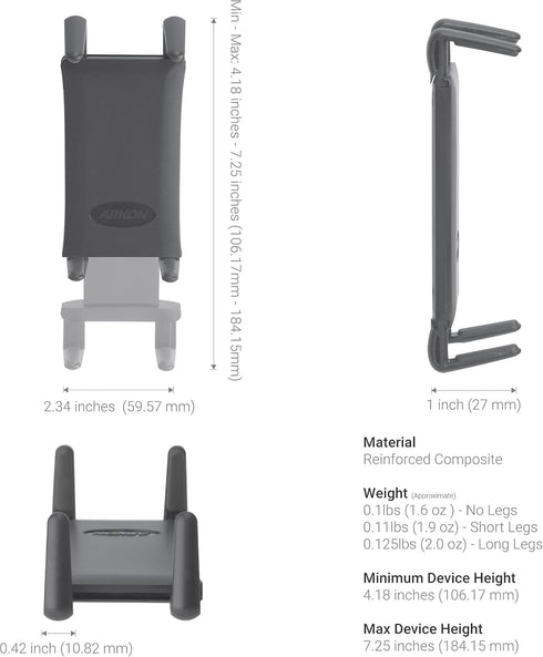 Arkon Mounts Car Seat Rail Phone/Tablet Mount | 22" Gooseneck | 360° Adjustable | Fits Up to 8" Screen