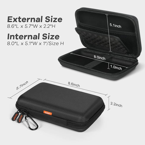 GLCON Shockproof Hard Shell Carrying Case for GPS, External Hard Drive, Power Bank, Charger, Cable, Heart Monitor, Cell