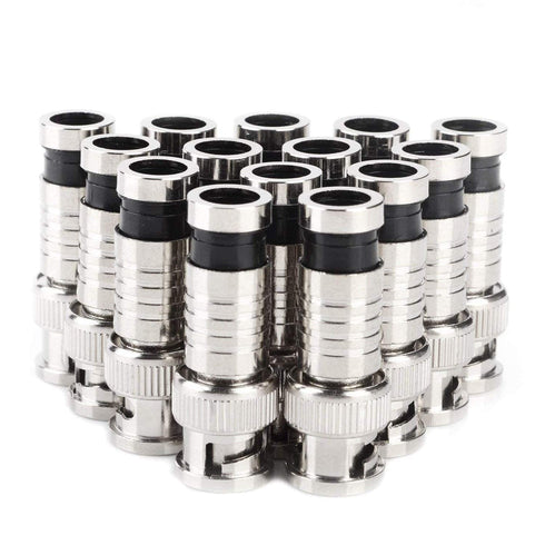 BNC Compression Connector, RG59 Crimper Video Plug Extension Coaxial Cable Connectors, 20PCS 75 Ohm Coupler