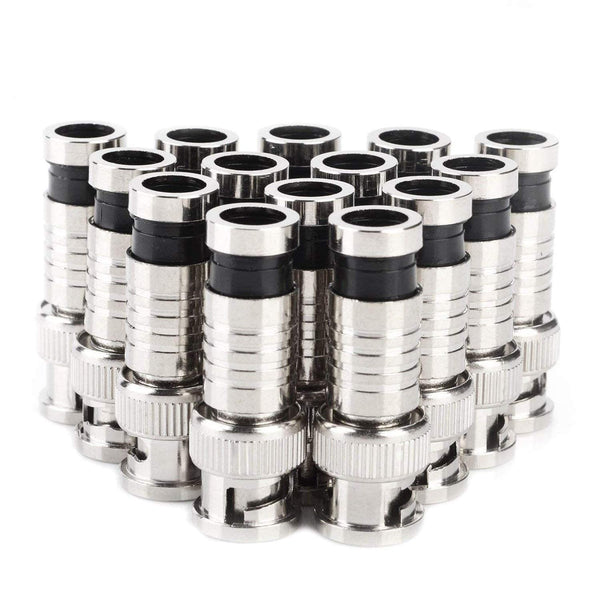 BNC Compression Connector, RG59 Crimper Video Plug Extension Coaxial Cable Connectors, 20PCS 75 Ohm Coupler